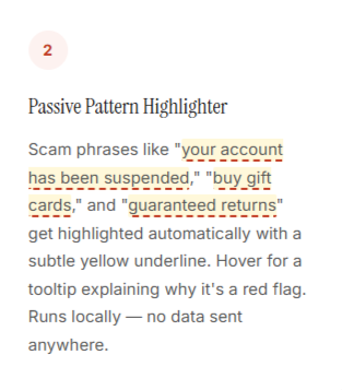 Scam analysis result with red flags highlighted